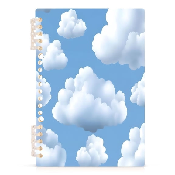 White Clouds and Blue Sky A5 8.3x5.7in PP Notebook, Adjustable Rings, 60 Sheets, Diary or Journey Note