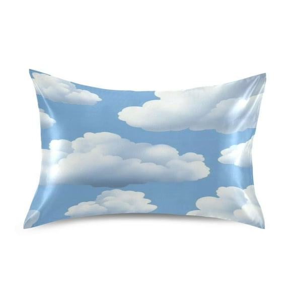 White Clouds and Blue Sky Satin Pillowcase 20''x26'' Double-Sided Print Soft Wrinkle Resistant