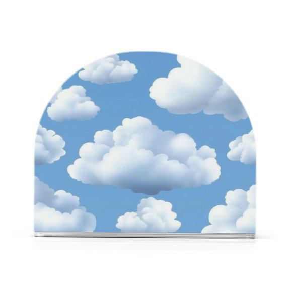 White Clouds and Blue Sky Thick U Shape Acrylic Napkin Holder Non Slip Space Saving for Kitchen