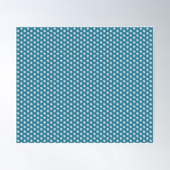 White Clover On Robins Egg Blue Retro Pattern Poster Wall Art, Modern Wall Decor For Living Room Bedroom, 8x12 UNFRAMED