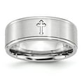 thumbnail image 1 of White Cobalt Ring Band Wedding Ridged Satin and Polished Edge 8mm, 1 of 7