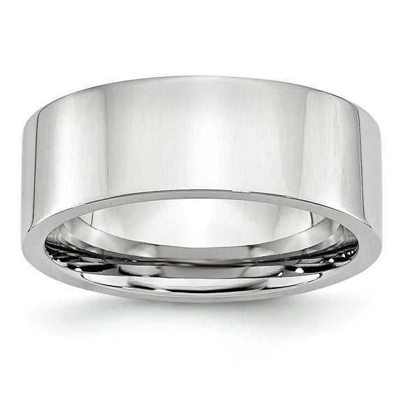 White Cobalt Ring Band Wedding Standard Flat Polished 8mm