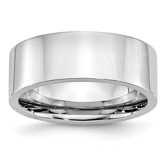 White Cobalt Ring Band Wedding Standard Flat Polished 8mm