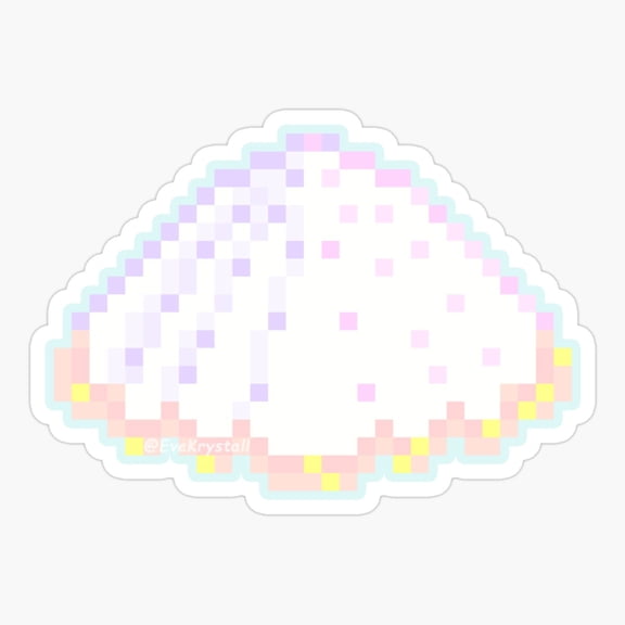 White Cockle Sea-Shell Sticker (Pixel_Art) Sticker