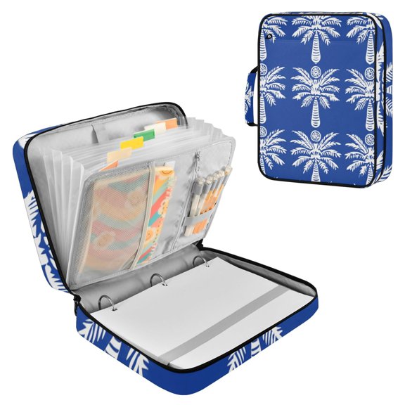 White Coconut Trees Accordion File Organizer Expanding File Folder 3-Ring Binder Bag 500 Sheets A4 Size