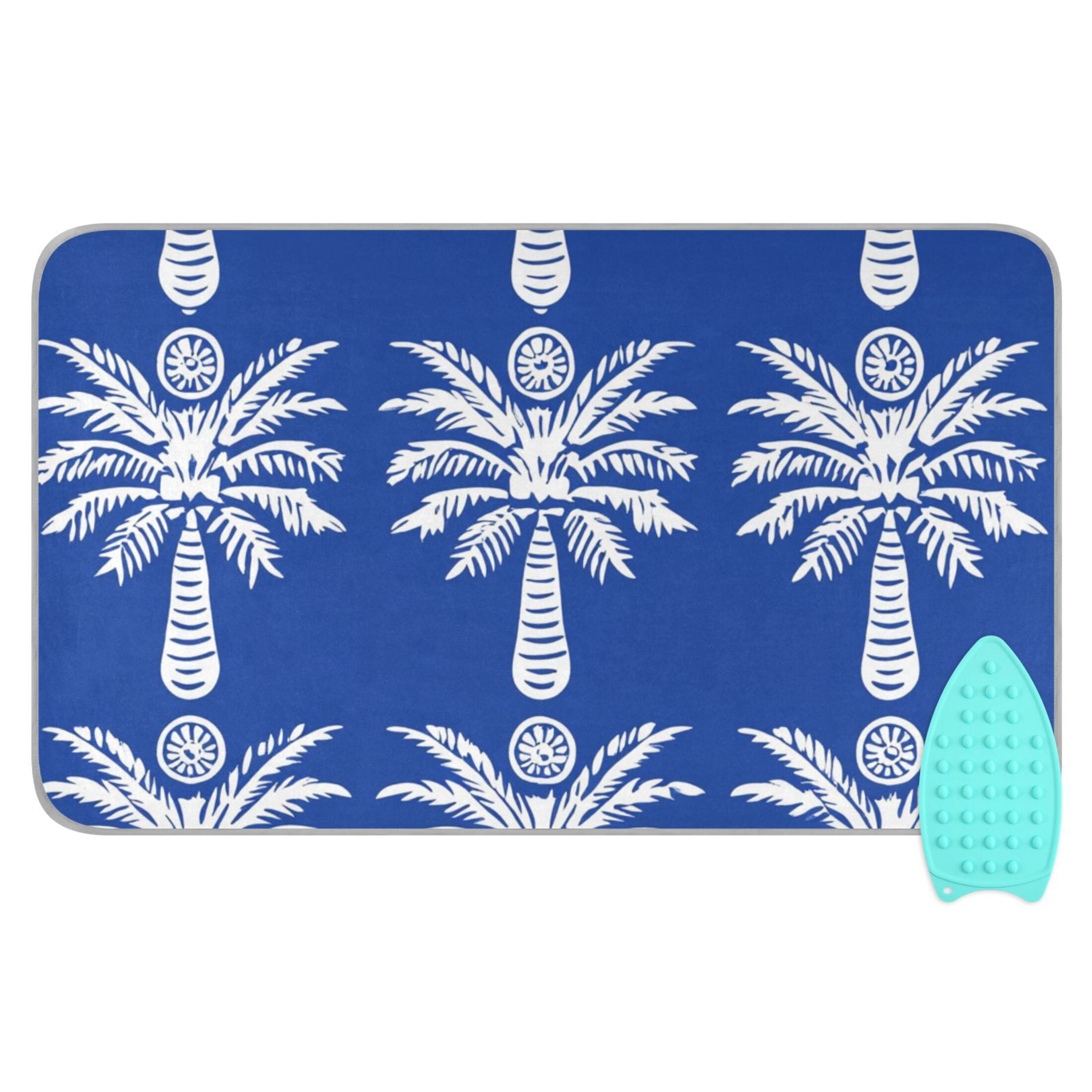 White Coconut Trees Ironing Mat Blanket Portable Travel Ironing Pad Heat Resistant Pad 47.2" x 27.6”