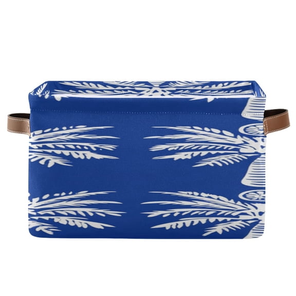 White Coconut Trees Square Storage Bins with Handles Collapsible Containing Box 1 Pack