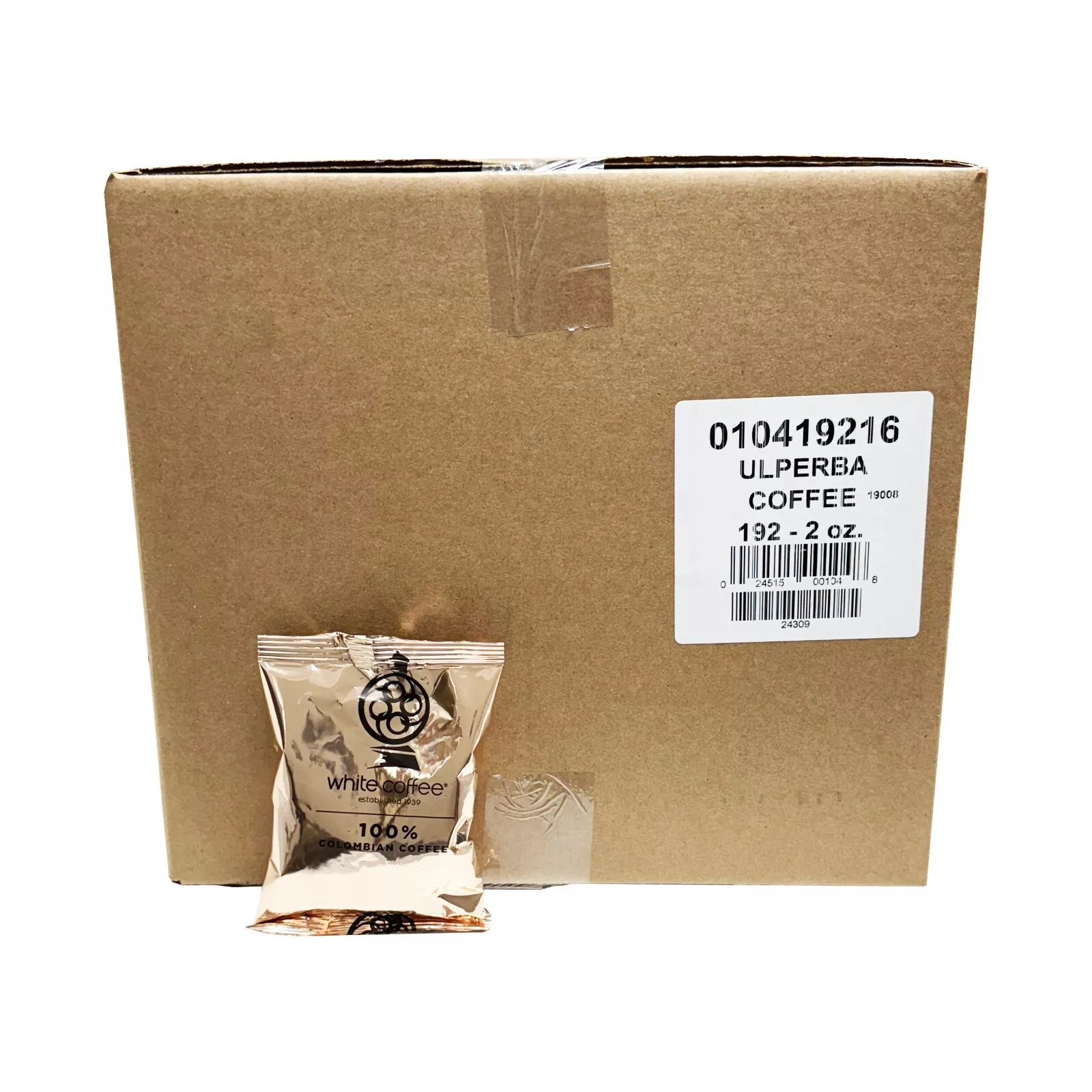 White Coffee 100% Colombian Ulperba Ground Coffee, 192/2oz Pre-Portioned Packets