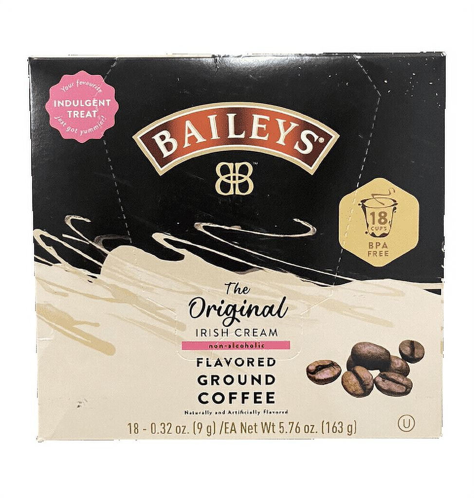 White Coffee Baileys The Original Irish Cream, Non Alcoholic Flavored Ground Coffee Single Serve K-Cup, 18 Count 5.76 oz