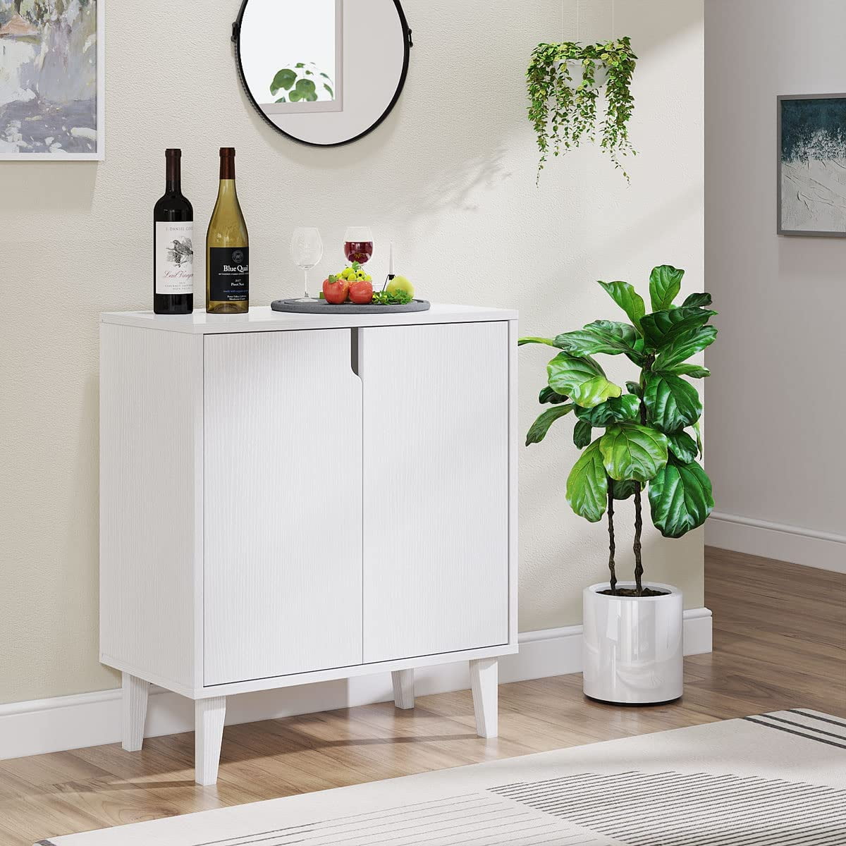 White Coffee Bar Farmhouse White Accent Sideboard Buffet