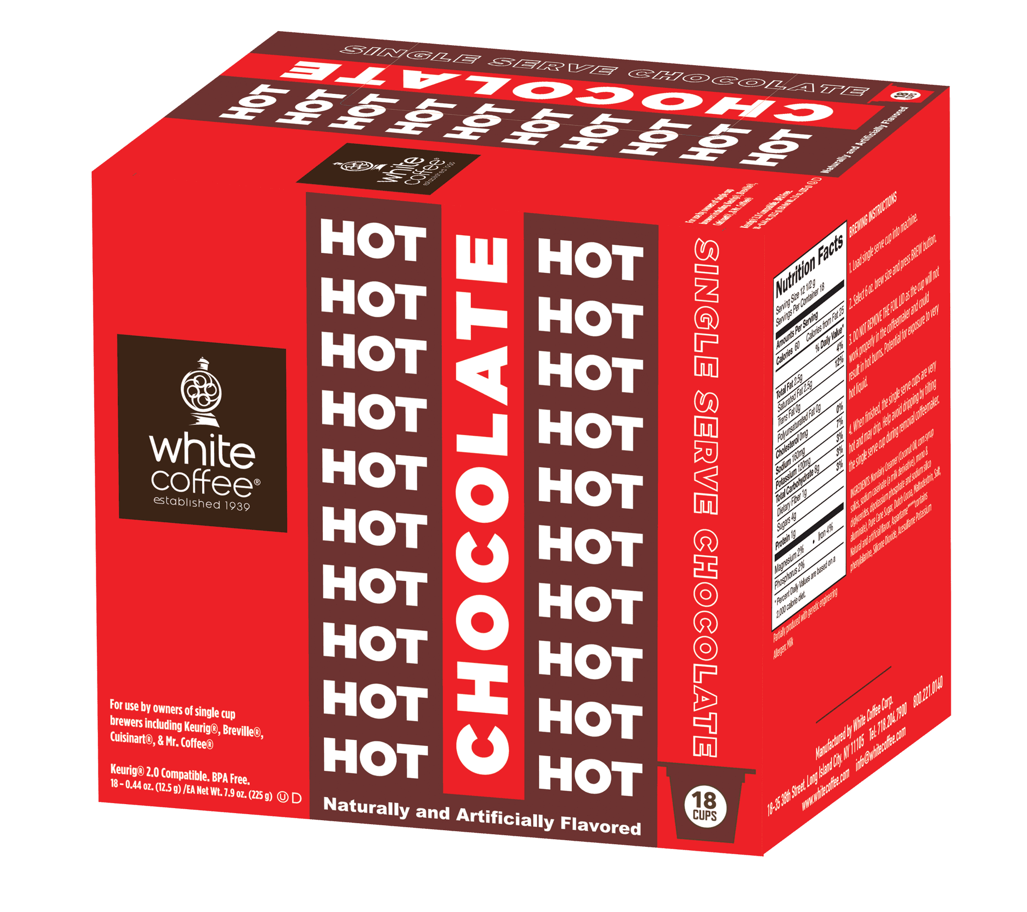 White Coffee Hot Chocolate KCups, 18 ct