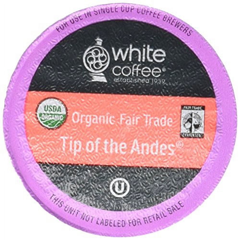 White Coffee Organic Single Serve Coffee, Tip of the Andes, 10 Count