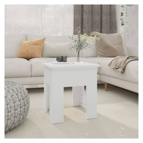 White Coffee Table, 15.7"x15.7"x16.5" Engineered Wood, Modern Living Room Table, Sturdy Couch Table, Easy Clean Center Table