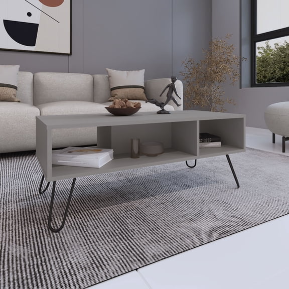 White Coffee Table | Two Shelves for Coffee Books and Decor | FSC Certified Sustainable Wood | Easy to Assemble for Home Setup