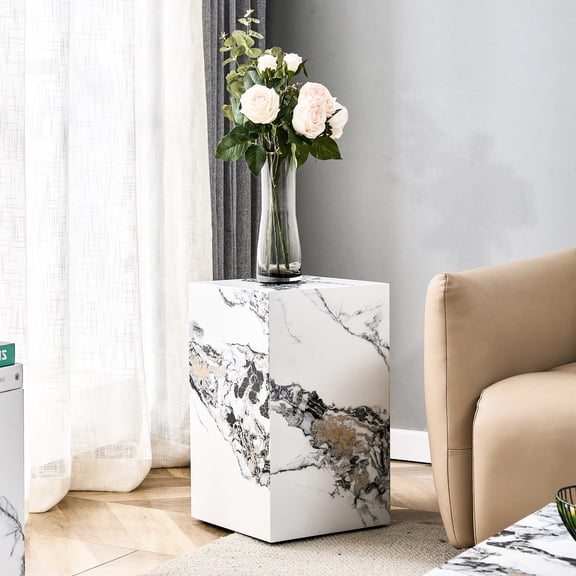 White Coffee Table With Captivating Cube Design, 11.94-inch, Decorates Home Space, Easy To Setup Stylish Fashion In White, Adds Beauty Home, Install