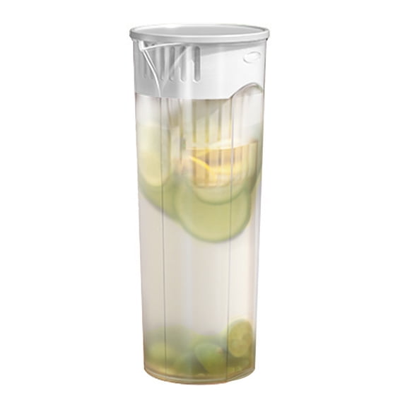 White Cold Water Pitcher 1L with Lid for Kitchen Refrigerator, Perfect for Iced Coffee Lemonade Infused Drinks, Durable Plastic Easy Clean Design, Food Grade Safe for Home and Party Use