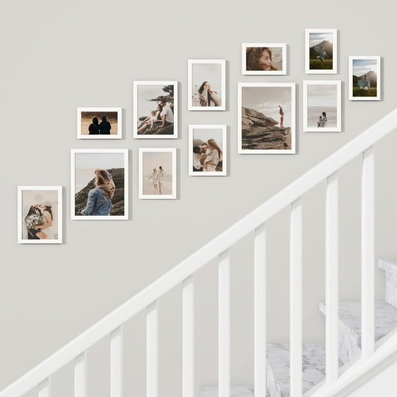 White Collage Picture Frames Set of 12, 8x10, 6x8, 5x7, 4x6 Photo Frames for Wall or Tabletop Display
