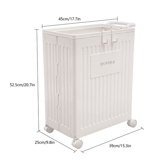 White Collapsible Storage Box with Lid & Wheels - Versatile Organizer