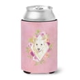 thumbnail image 1 of White Collie Pink Flowers Can or Bottle Hugger, 1 of 1