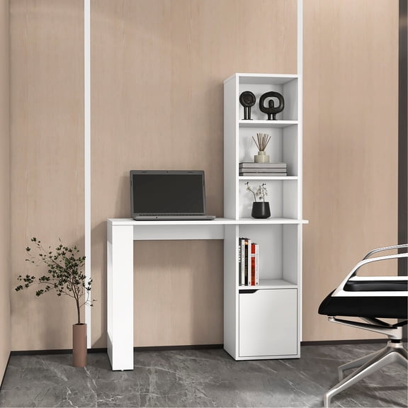 White Color - 4 - Tier Bookcase Storage - Study Room - Keep Clutter - Free