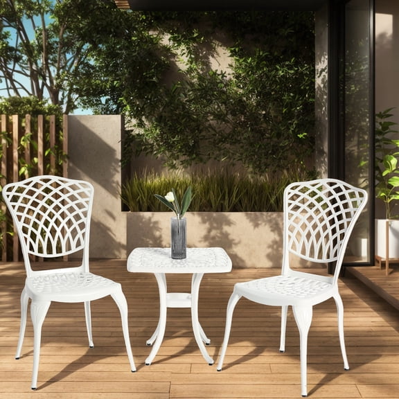 White Color Bistro - Rust - Proof and Durable - Garden, Patio - High - Quality and Stable Bistro Set