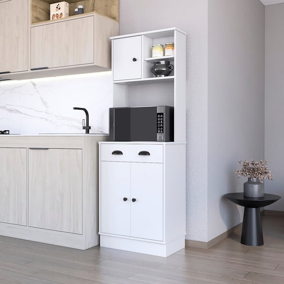 White Color Cabinet - Double - Door Lower Section - Kitchen Storage - Complementary Style