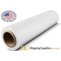 SSBM White Hand Stretch Wrap 15" x 1500' 4 Rolls 80 Gauge Plastic Opaque Self Adhesive Shrink Film for Packaging