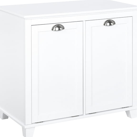 White Color - Front Tilt - Out Hamper Storage - Bathroom Floor - Easy Access to Towels