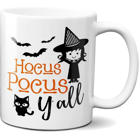 White Color Hocus Pocus Coffee Mug 11 oz Witch Halloween Theme Gift Ceramic Cup