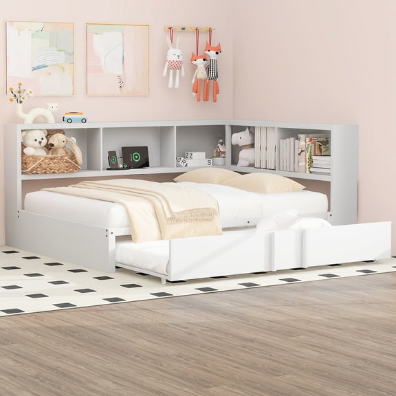 White Color - Metal Bed with Durability - Guest Room Arrangement - USB Charging for Devices