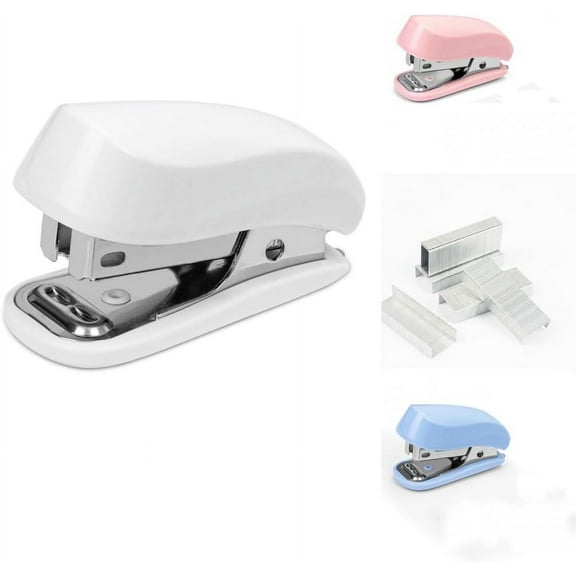 White Color Mini Stapler with Staples,Small Cute Stapler for Desk,Gift for Student or Office Use (White)