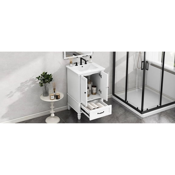 White Color, Painted Finish - Water-proof and Stain-proof - Bathroom Protection - Keep Vanity Clean