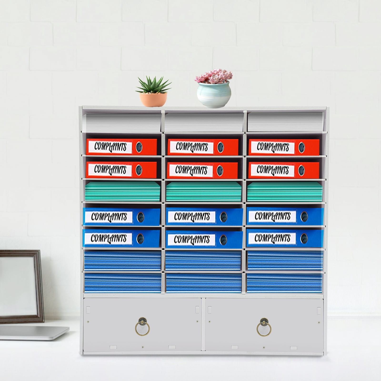 White Color Paper and Mail Organizer, Rectangle Storage Cabinet ...