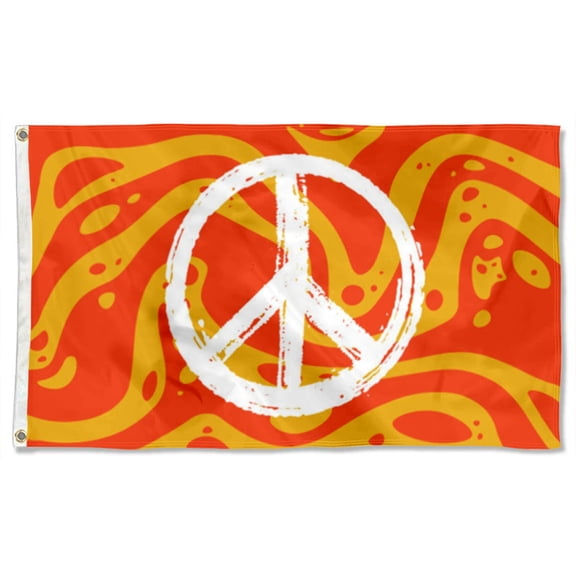 White Color Peace Sign Flags Polyester 3x5 FT banner