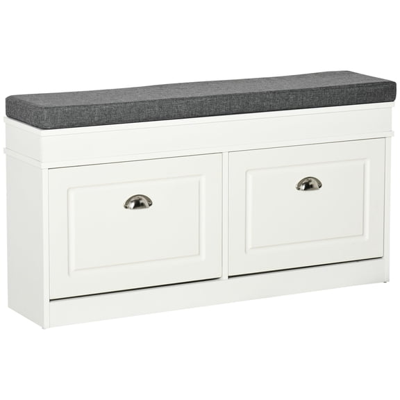White Color Scheme - Adjustable Shelving Levels - Mudroom - Soft Covered Cushion