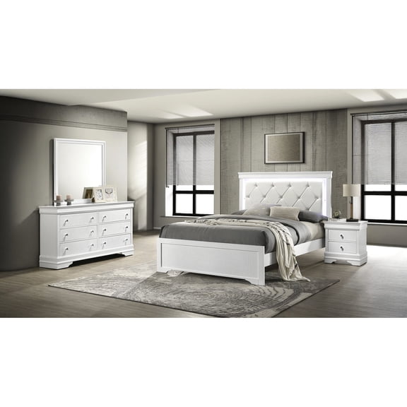White Color - Tufted Upholstered Headboard - Bedroom Relaxation - Functional Storage Solution