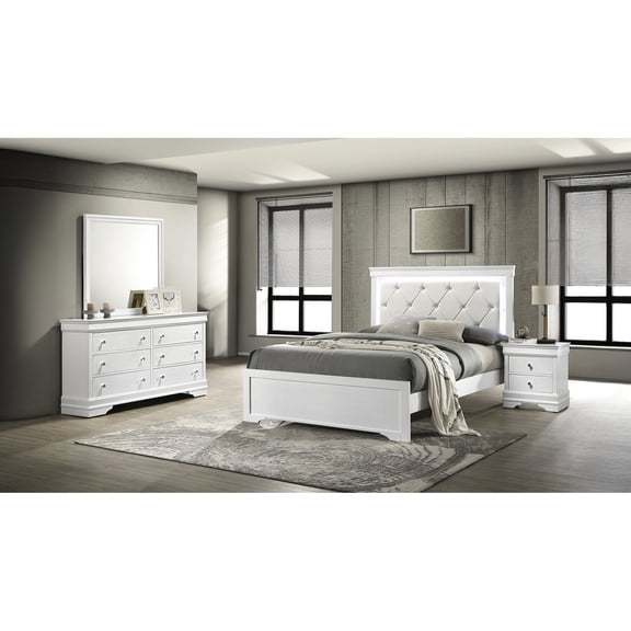 White Color - Tufted Upholstered Headboard - Bedroom Relaxation - Functional Storage Solution