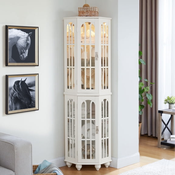 White - Colored Cabinet | Corner - Fitting Display for Personal Collections | Safe and Stable Display Option