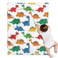 thumbnail image 1 of White Colorful Dinosaurs Pattern Blanket,Comfortable Soft Flannel Throw Blanket,All Season,Warm Lightweight Blankets for Sofa Bed Couch Living Room Chair,30"x40", 1 of 4