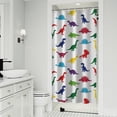 thumbnail image 1 of White Colorful Dinosaurs Silhouette Pattern Shower Curtain 36"x72" ,Bathroom Decorative Shower Curtains Set with 12 Hooks,Modern Waterproof Washable Shower Curtain, 1 of 6
