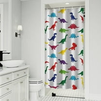 White Colorful Dinosaurs Silhouette Pattern Shower Curtain 36"x72" ,Bathroom Decorative Shower Curtains Set with 12 Hooks,Modern Waterproof Washable Shower Curtain