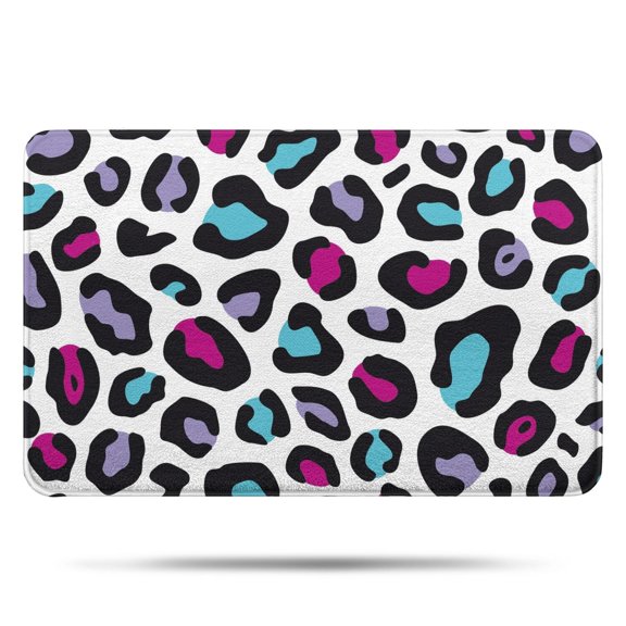 White and Colorful Of Leopard Print Bathroom Rugs Mat,Non Slip Microfiber Bathroom Rug,Rubber Backing,Soft Bathroom Mats for Bathroom Floor,Tub and Shower,17x27in(43x68cm)