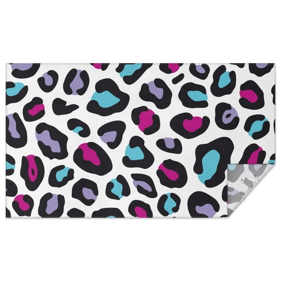 White and Colorful Of Leopard Print Rectangle Tablecloth 60"x102",Waterproof Polyester Rectangle Table Cloth, Wipeable Spillproof Polyester Tablecloth for Dining, Camping, Indoor and Outdoor
