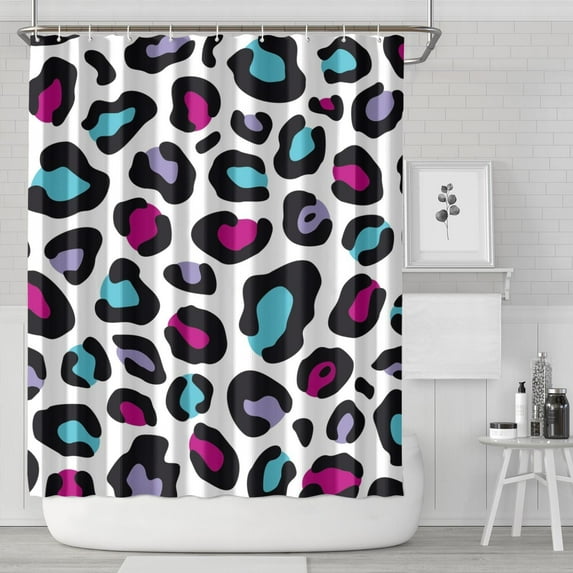 White and Colorful Of Leopard Print Shower Curtain 84"x72" ,Bathroom Decorative Shower Curtains Set with 12 Hooks,Modern Waterproof Washable Shower Curtain