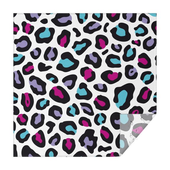 White and Colorful Of Leopard Print Square Tablecloth,Waterproof Square Table Cover,Wipeable Spillproof Washable Table Cover for Home Kitchen Party Decor 52"x52"(132x132cm)