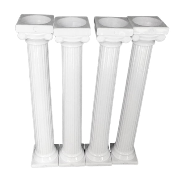 White Column Cake Tier Stands, 4-Piece Set Fondant Cakes Tier Separator Support Stand, Multilayer Wedding Cake Decoration Tool, Includes 4 Stands