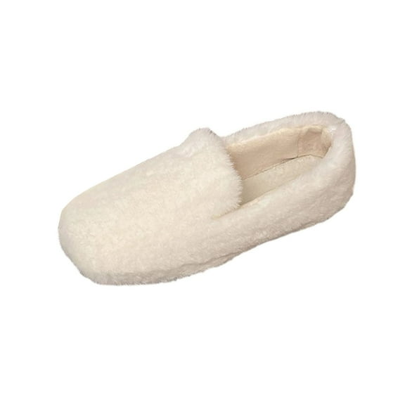White Comfortable Round Toe Loafers For Women, Slip-On Style, Ideal For A Relaxed Casual Look And Everyday Comfort