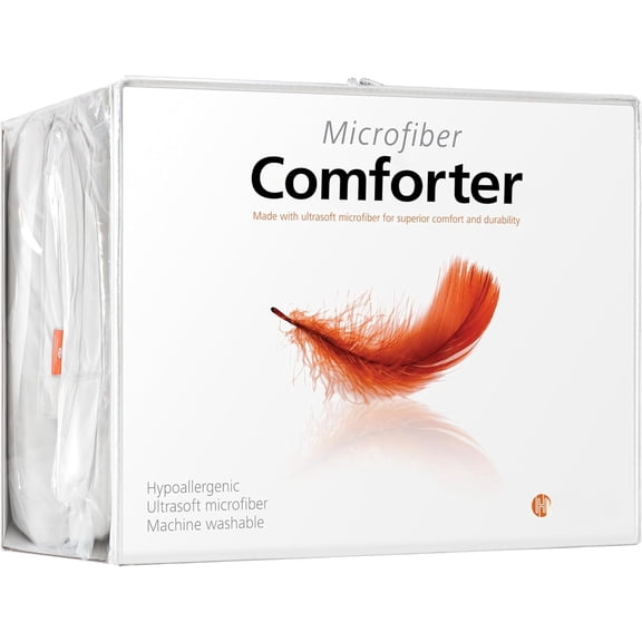 White Comforter   Duvet Insert Microfiber  Season Goose Down Alternative Quilted - Corner Loops - Box Stitched - Washable - 64" W x 86" L