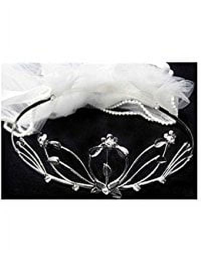 White Communion Veil With Rhinestones Crown (V21  ZW)