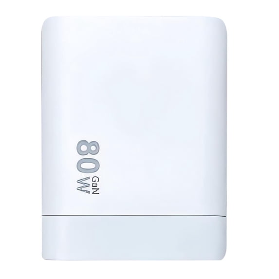 White Compact Gan Charger With Integrated Retractable Cord Providing A Tidy Charging Solution With Substantial Output For Electronics